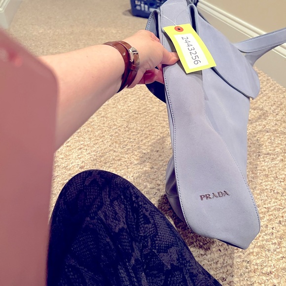 Prada Hand Bag Blue Suede Leather 2443256 - Picture 5 of 16